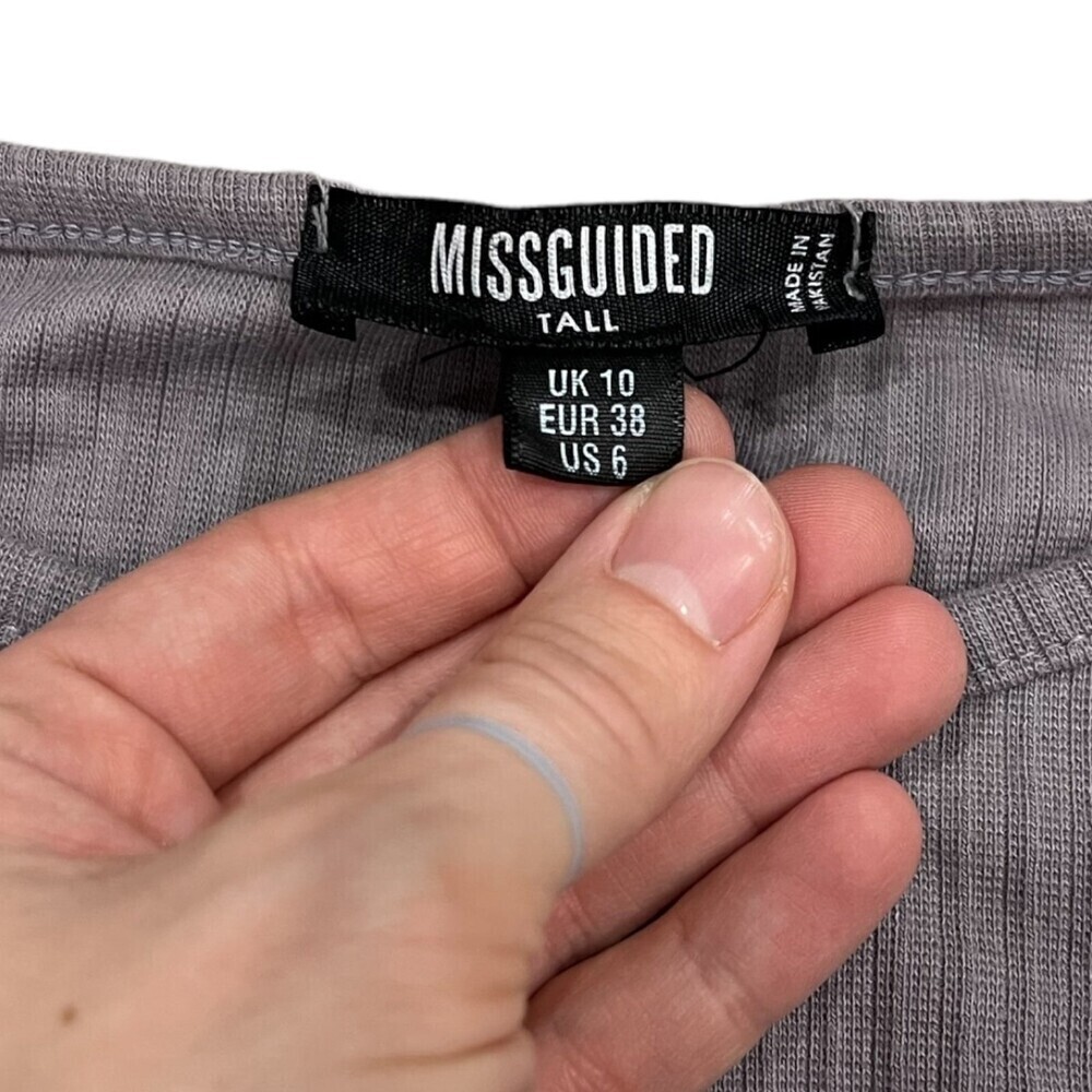 Missguided Purple Ribbed Long Sleeve Crop Top 6 - Picture 3 of 3